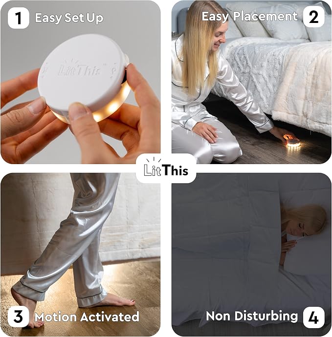 Under Bed Light, Ready-To-Use, No Setup, 360° motion activated night light