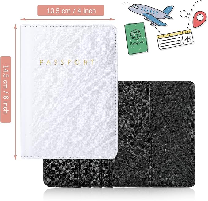 2 Pcs Passport Cover Holder for Travel Waterproof Leather Passport Wallet Case Book Travel Cruise Essentials for Women Men | 2 Pieces