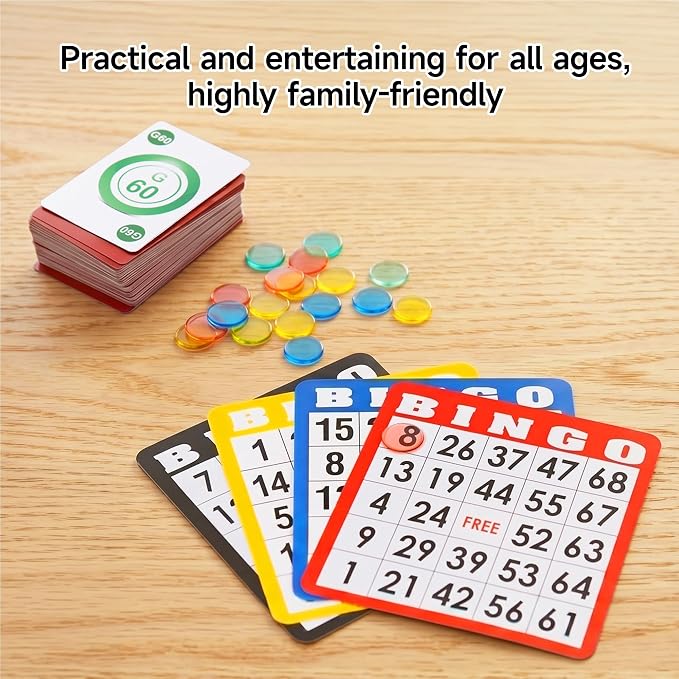 GSE Games & Sports Expert Complete Bingo Game Set with 100 Bingo Cards, 1000 Markers, Calling Cards Deck, Party Fun Game for Adults, Seniors, Family Gatherings, Classroom Activities, Large Groups