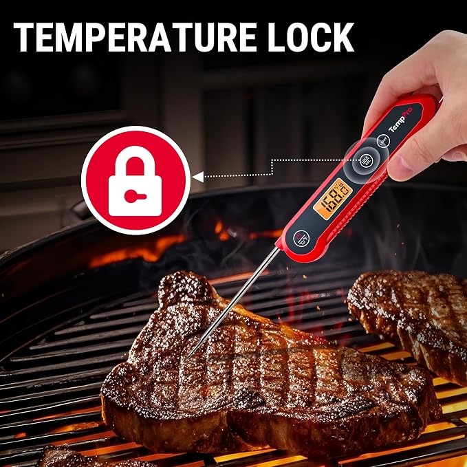 TempPro TempSwift 1 Sec Meat Thermometer Digital for Kitchen Cooking Food | 3.9 inches Long Probe, 0.9°F Accuracy, Waterproof & Backlight Food Thermometer for Cooking Oil Frying Candy Baking BBQ, Grill