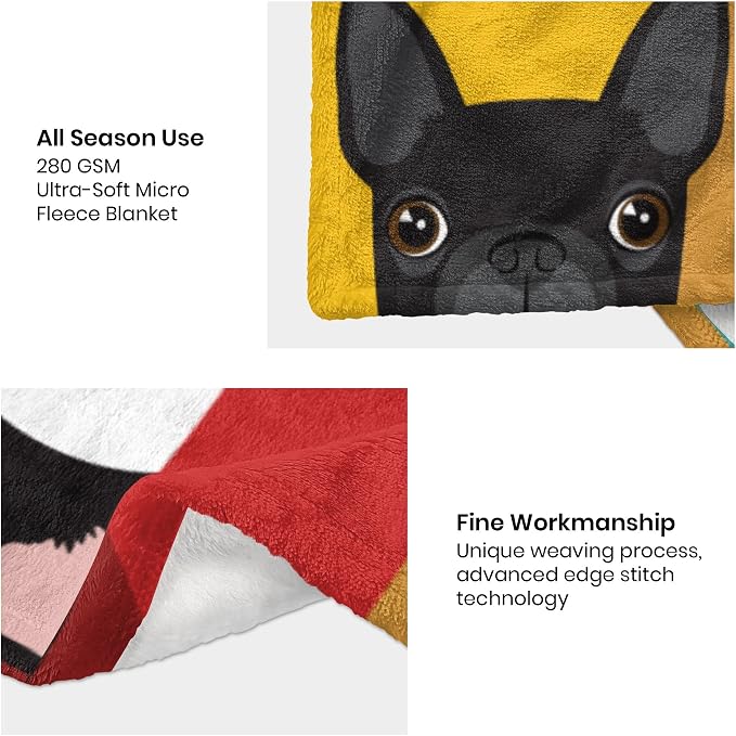 Jumbo Boston Terrier Blanket 60x80 Inches - Extra Large Fleece Throw for Family - Luxury Dog Blanket for King Bed - Boston Terrier Decor for Pet Lovers - Oversized Plush Blankets