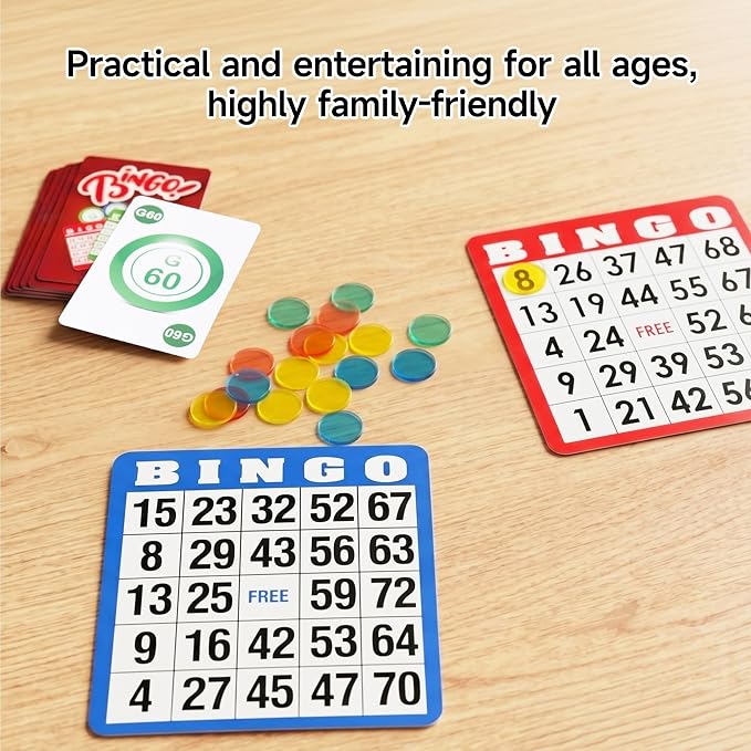GSE Games & Sports Expert Complete Bingo Game Set with 50 Bingo Cards, 500 Chips, Calling Cards Deck, Party Fun Game for Adults, Seniors, Family Gatherings, Classroom Activities, Large Groups