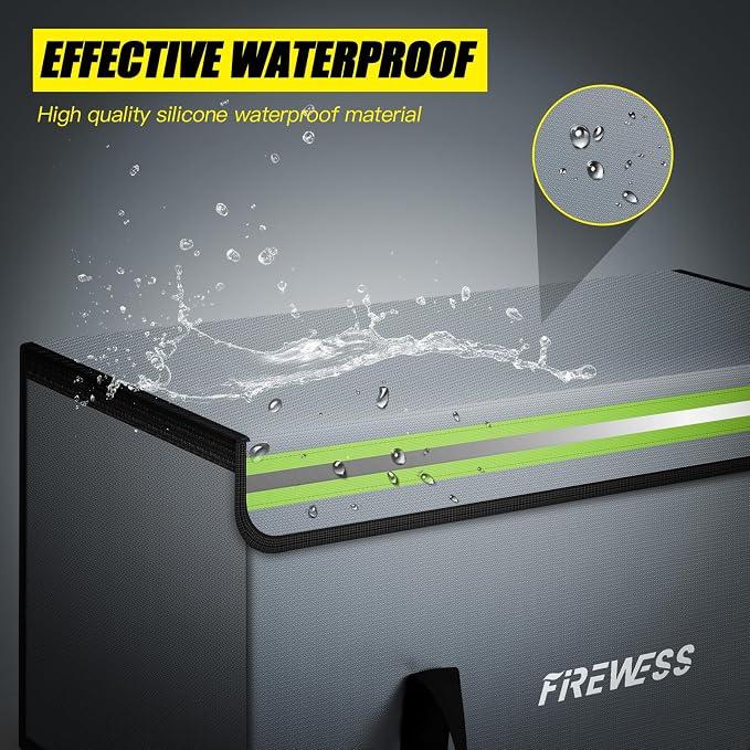 Large Fireproof Safe Bag, 24x12x12'' Fireproof Document Bag, Large capacity waterproof storage bag with reflective strips, Firesafe Box for File,Cash,Passport,Keys