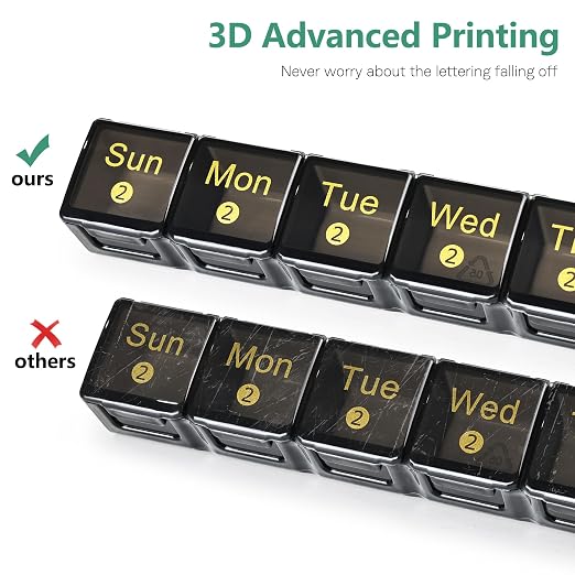 FHORAIN Monthly Pill Organizer 28 Day, 4 Weeks Pill Box 7 Day, XL Weekly Medicine Organizer for Vitamins, Fish Oil, Supplements(Black)