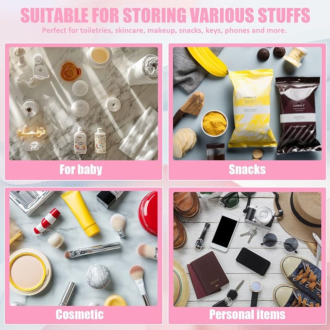 BuyCard Chenille Letter Clear Travel Bags, Makeup Bag for Travel, Preppy Patch Nylon Cosmetic Bag with Handles and Zipper, Waterproof Large Clear Travel Toiletry Bag Storage Bag for Women Pink
