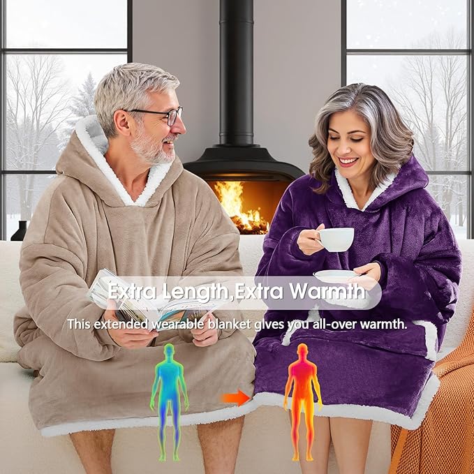 JOYWOO Nude Wearable Blanket Hoodie,Oversized Cat Lovers Sweatshirt Blanket for Adult & Teens,Birthday Gifts for Women Mom Wife Girlfriend,Cozy Sherpa Hooded Blanket Giant Pocket Gifts,Nude Small