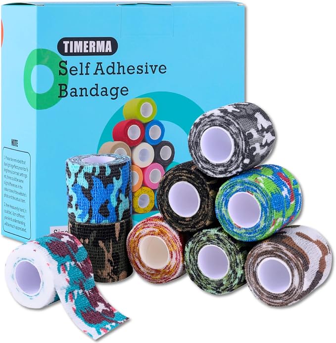9 Rolls Self Adhesive Bandage Wrap Elastic&Breathable Ideal for Wound Care, Sports & Joint Sprains Adhesive Vet Wrap Versatile Support for Dogs Cats Horses Birds, Pet First Aid (Multi-Camo)