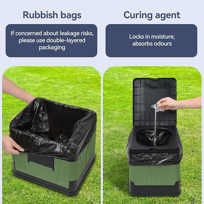 Portable Folding Camping Toilet, Compact Collapsible Outdoor Commode Potty