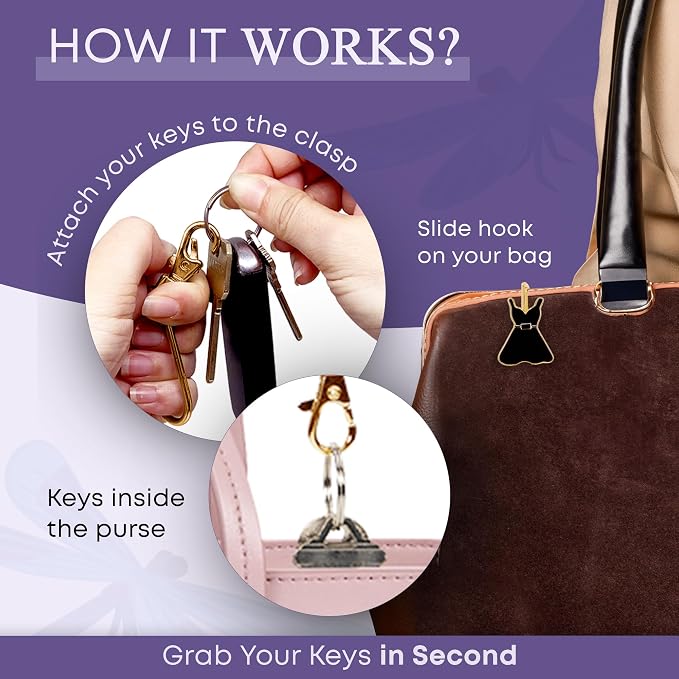 Women’s Bag Charm Key Finder, Car Keychain Hook, Cute Purse Organizer & Tote Bag Accessories, Gifts for Mom - Original