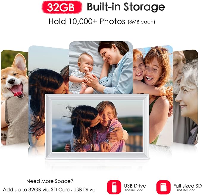 Frameo 15.6" Digital Picture Frame WiFi, 1920 * 1080 IPS FHD Touchscreen, 32GB Storage, Instant Share Pictures Video, Wall-Mountable & Tabletop Display, House Warming, Gift for Mom