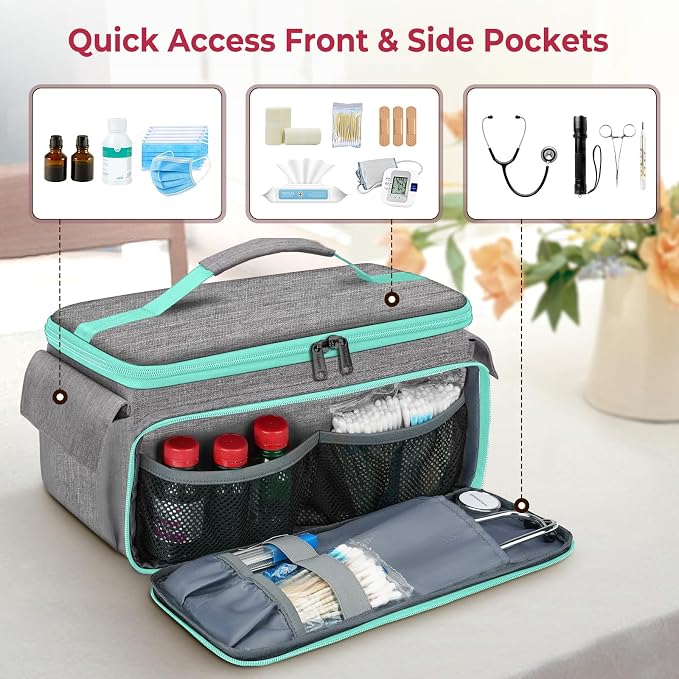 Mancro First Aid Bags Empty, Medical Travel Bag with Multi Pockets | Pill Bottle Organizer for Travel, Home Storage, Trauma Bag for EMT, Doctor, Emergency Bag for Medicine, Medical Supplies