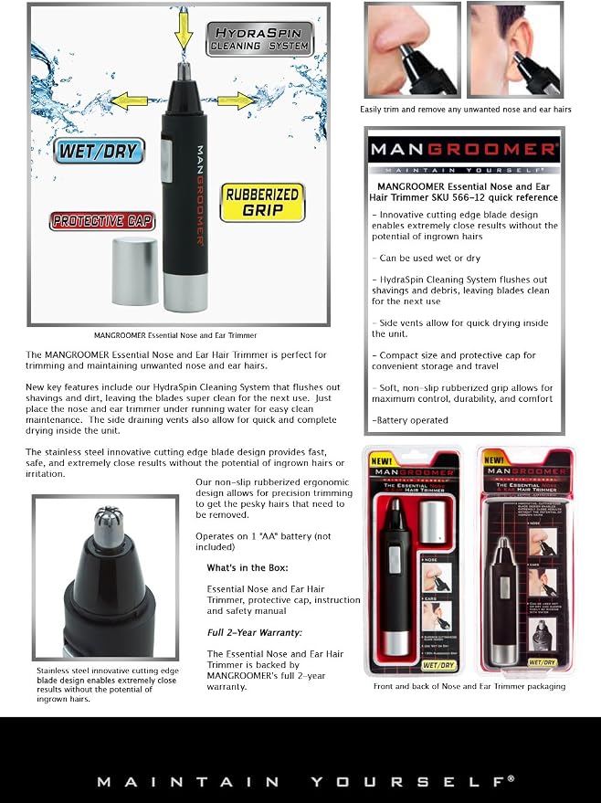 MANGROOMER PRO Essential Nose and Ear Hair Trimmer