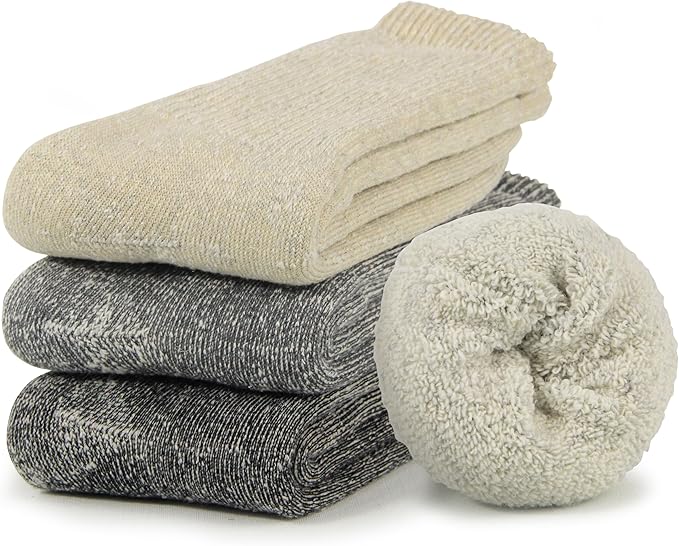 BomKinta Wool Hiking Socks Women - Merino Thick Warm Thermal Boot Socks - Winter Cozy Crew Sock Size 5-11