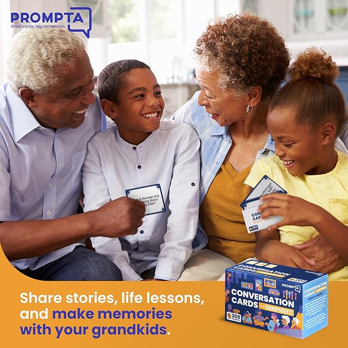 200 Conversation Starters for Grandparents – Thoughtful Gifts for Seniors – Family Games for Kids and Elders to Connect and Share – 3.5” x 2.5” Sized Cards – Get to Know Your Elderly