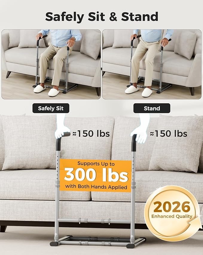 Couch Stand Assist Aid for Elderly, Sofa Chair Lift Assist Devices for Seniors Sit to Stand, Standing Aids & Supports, Pregnancy, Disabled, Floor Gap Height ≥ 1.4" Leg Gap ＞24", Grey