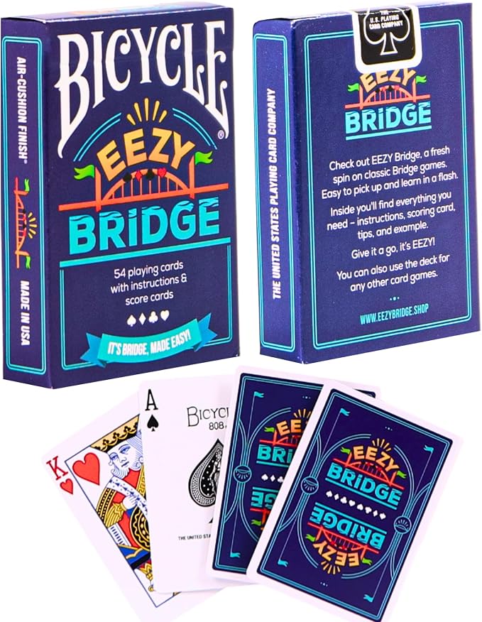 Bicycle Premium Playing Cards with Bonus Game & App – Standard Poker Deck with 52 Cards, 2 Jokers, 2 Rule Cards, Air-Cushion Finish – Eco-Friendly Inks, Durable Cardstock