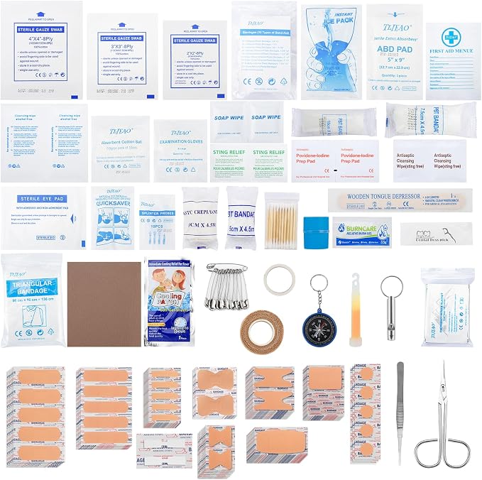 330 Piece First Aid Kit, Medium | Well-Organized Waterproof Compact Medical Kit, For Home, Car, Travel, Camping, Hiking, Truck, Office, Sports