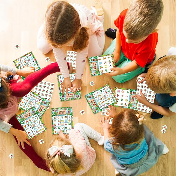 Summer Bingo Cards, 24 Players Tropical Hawaiian Party Bingo Game Cards Summer Party Games for Birthday Holiday Party Wedding School Classroom Group Activities Favors Supplies