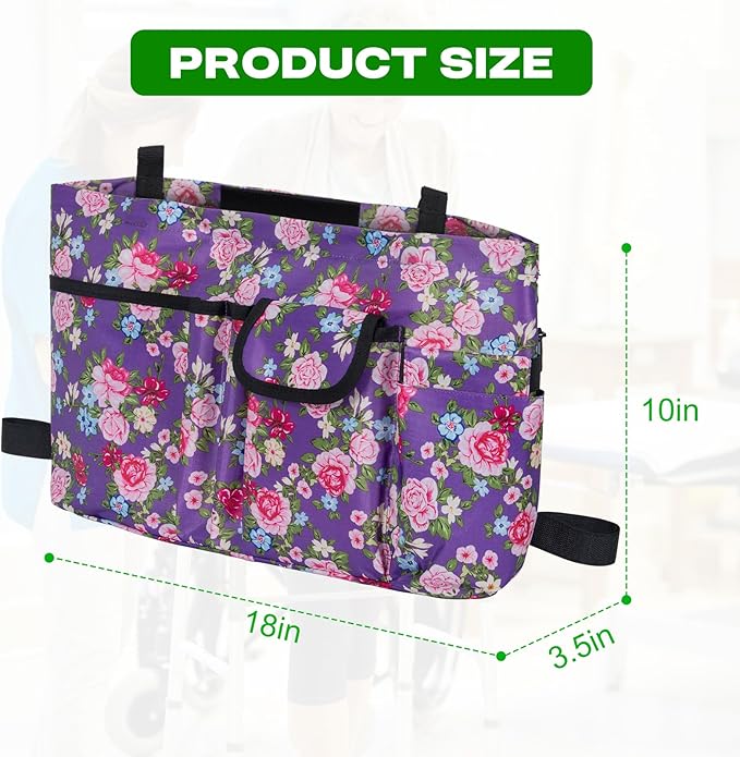 ANILD Walker Bag Basket with Cup Holder, Foldable Walker Bag for Folding Walker Accessories for Seniors Elderly, Walker Storage Bag with Large Capacity