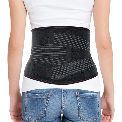 ORTONYX Lumbar Support Belt Lumbosacral Back Brace – Ergonomic Design and Breathable Material - M/L (Waist 31.5"-39.4") Black