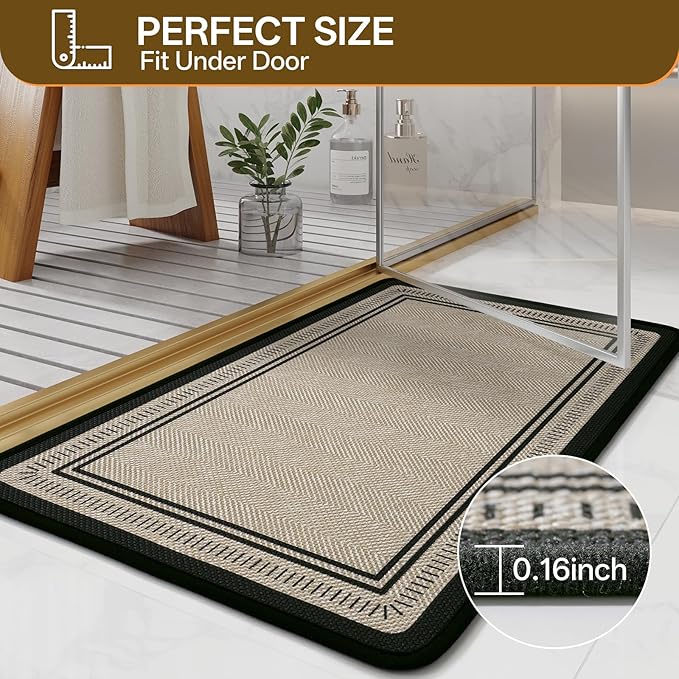 20"×31" Non Slip Bath Mat with Rubber Backing, Absorbent Quick Dry Bath Mats Washable, Low Pile Bathroom Rugs Fit Under Door for Bathroom Floor, Shower and Sink, Brown
