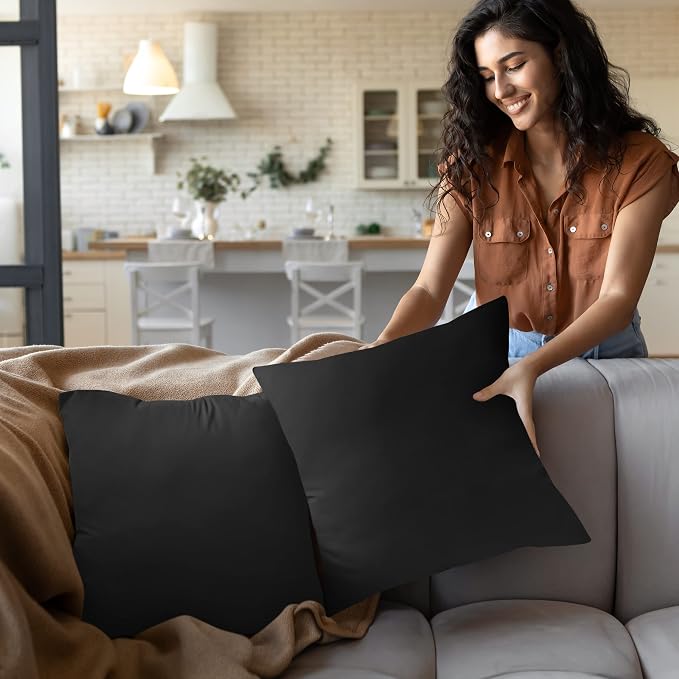 Utopia Bedding 24x24 Pillow Inserts, Set of 2, Black – Indoor Decorative Throw Pillows for Bed, Sofa & Couch – Soft, Supportive & Fluffy Cushion Inserts