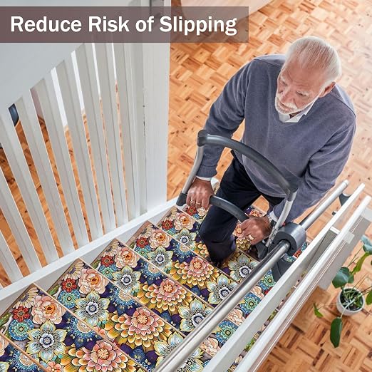 Non Slip Carpet Stair Treads for Wooden Steps Indoor, 1 Pack Stair Runners Covers Staircase Step Rugs Stair Mats for Kids Elders and Dog