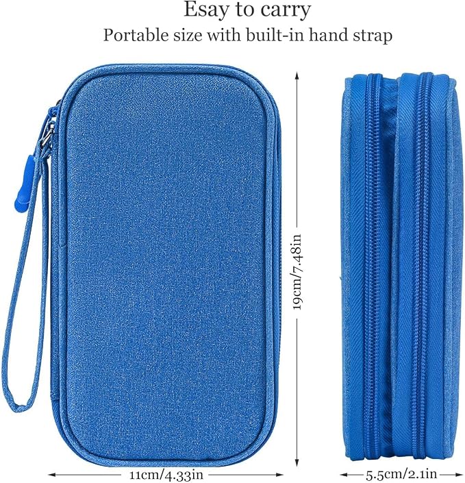 CAOODKDK Electronics Accessories Organizer Pouch, Electronic Organizer Travel Case Cable Organizer for Cable, Charger, SD Card, Business Travel Gadget Bag (Blue)