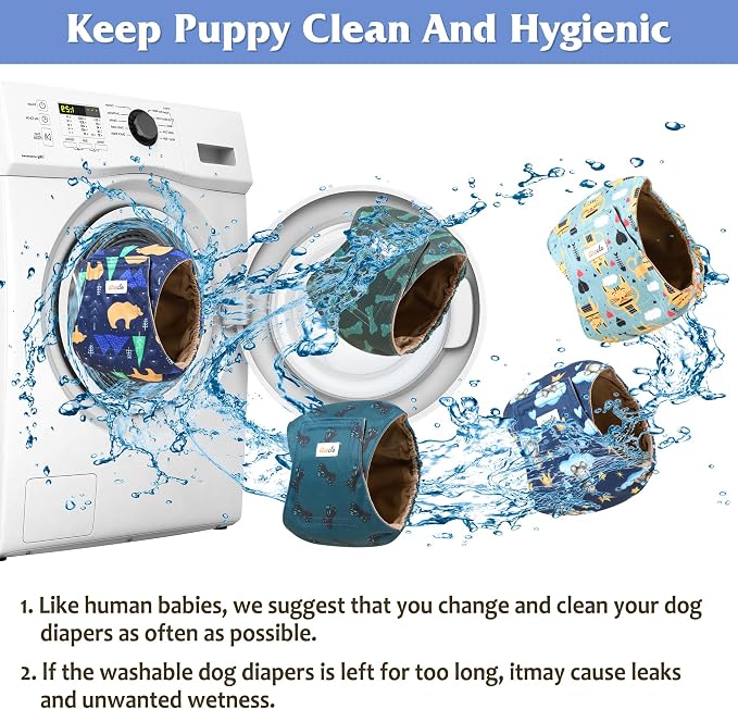 5 Pack Dog Diapers Male, Premium Belly Bands for Male Dogs, High Absorbing Male Dog Pee Wraps for Doggie in Incontinence or Excitable Urination and Training S