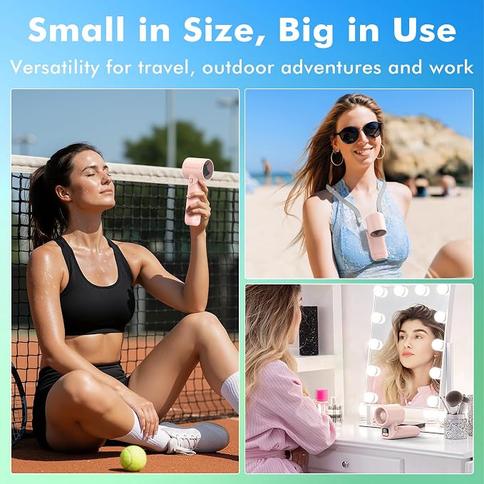 AMACOOL Portable Handheld Turbo Fan丨5 Speed Foldable Hand Fans丨Max 20 Hours Runtime丨Rechargeable Mini Pocket Cooling Fan for Travel, Outdoor Activities, Gifts for Women