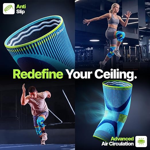 DR. BRACE Elite Compression Knee Brace for Women & Men, (2-Pack) Knee Support Compression Sleeve, Workout Sports Knee Braces for Meniscus Tear, ACL & Arthritis Pain Relief - Check Size Guide Video (Zeus, Large)