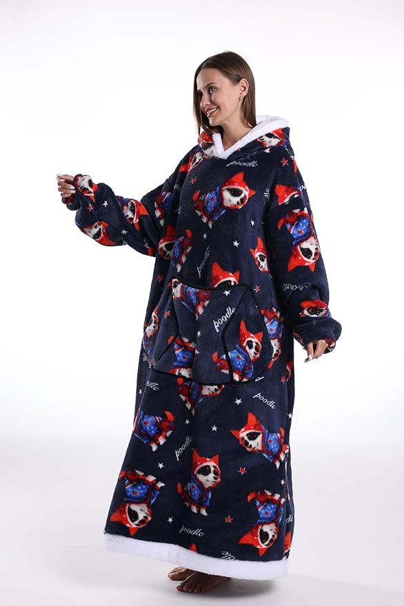 Blanket Hoodie, Long Hooded Blanket Sweatshirt as Birthday Gifts for Women Men, Long Wearable Blanket for Women Men.
