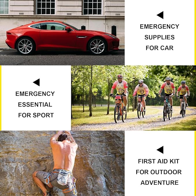 300Piece Small First Aid Kit Refill Supplies for Travel Mini Caming Emergency First Aid Kits Hiking Survival Essential Kit for Outdoor Adventure, Yellow 1st Aid