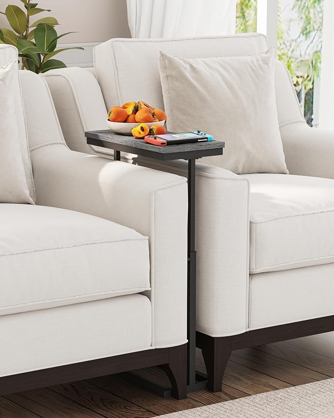 TUTOTAK End Table, Side Table, Tall Couch Table, Sofa Table | for living Room, Bedroom, Grey TB01BY083