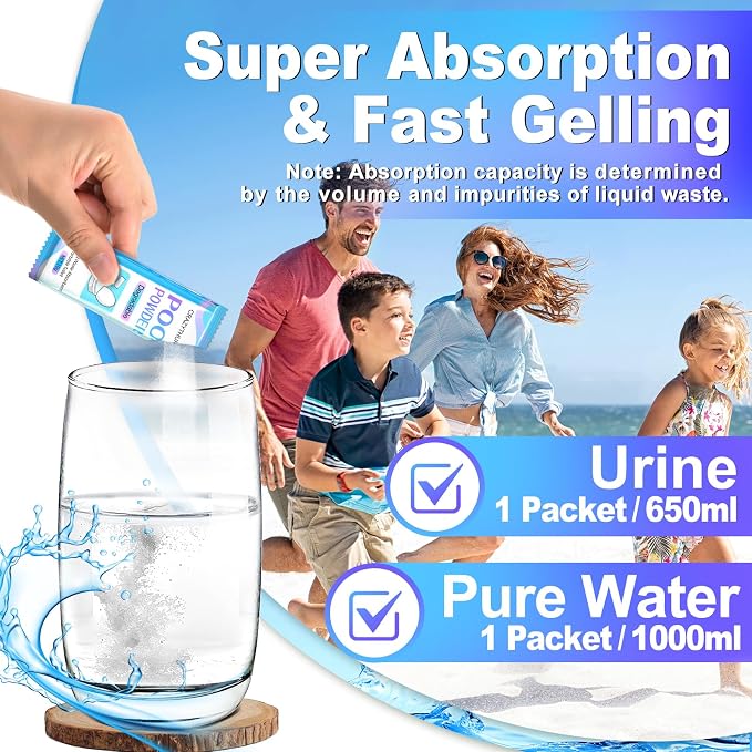 Poo Powder for Portable Toilet Gel Powder, Camping Toilet Gel | Pee Powder, Eco Toilet Gel for 650ml Urine/10g, Toilet Gel Powder for Outdoor Camping and Hiking