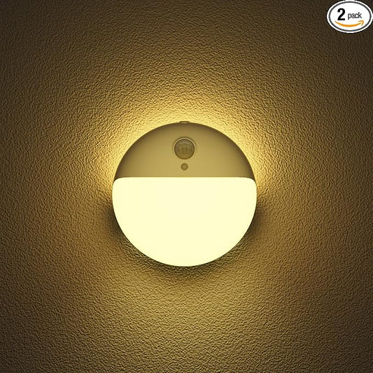 2 Pack Motion Sensor Night Light, Gold Yellow, 3 Lighting Modes, Stepless Dimming, Battery-Powered, Dimmable LED, Suitable for Bedroom, Bathroom, Stairs, Corridors, Closets | 3 Modes, Dimmable 1-15lm, Soft Gold Yellow, Smart Bulbs, Wireless Motion Acti...