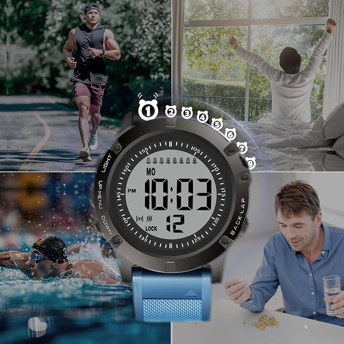 TICCI Vibrating Alarm Watch for Elderly Seniors, Men Unisex 8 Medication Aids Pill Reminder with Big Digits, Waterproof, Vibra Alert