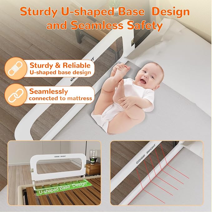 Bed Rail for Toddlers, 32 Inch Toddler Bed Rails, Bed Rail for Baby(White) | Adjustable Heights, Folding up Portable, Safe Metal Frame, For Baby, For Crib, Twin, Bunk, Full Size, Queen & King Bed