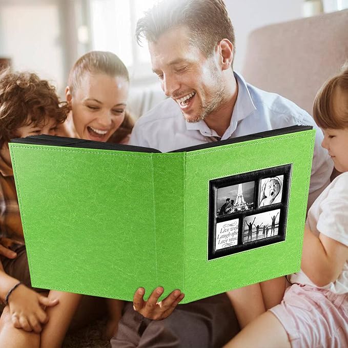 Ywlake Photo Album 4x6 500 Pockets Photos, Extra Large Capacity Family Wedding Picture Albums Holds 500 Horizontal and Vertical Photos Green