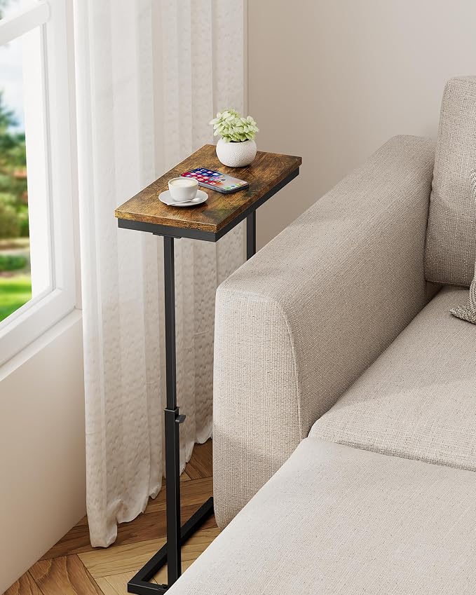 TUTOTAK End Table, Side Table, Tall Couch Table, Sofa Table | for living Room, Bedroom, Brown TB01BB083