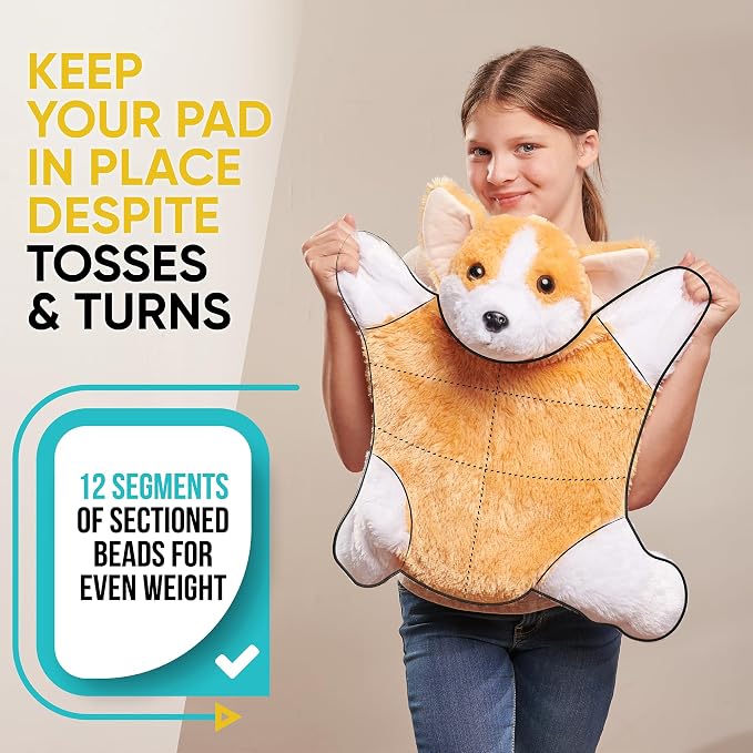 FRIENDLY CUDDLE Weighted Lap Blanket for Kids & Adults – Kids Weighted Blanket – ASD, Sensory Processing Weighted Stuffed Animals Dog Toy – Microwavable Weighted Lap Pad for Kids, 5 Lbs
