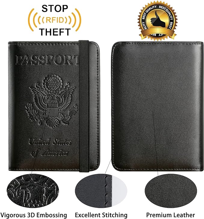 Passport Holder, Travel Essentials, Passport Cover, RFID Travel Wallet | Passport Wallet, Travel Accessories, RFID Blocking, Synthetic Leather Card Case, International Must Haves, For Women Men