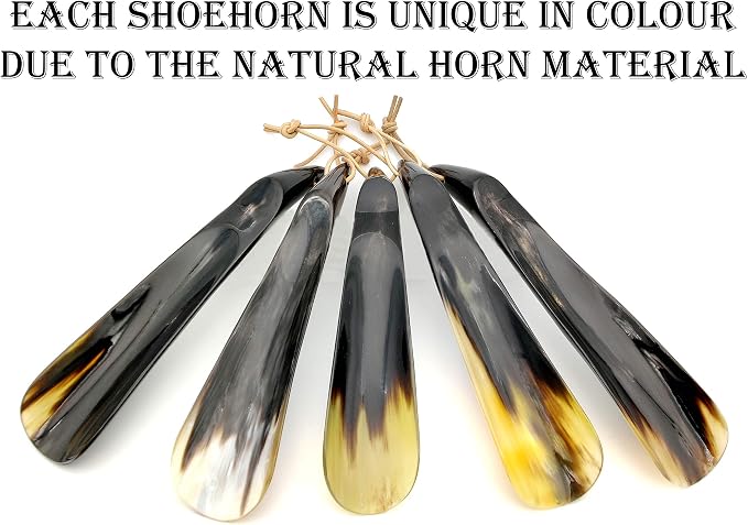 5MOONSUN5 Shoe Horn Made with Real Horn Handmade. Easy Grip Handle Shoehorn for Men,Women Seniors, Pregnancy, Elderly, Back Pain, Kids Shoes & Boots. Best Gift Idea Home or Travel Use.(8'' Horn)