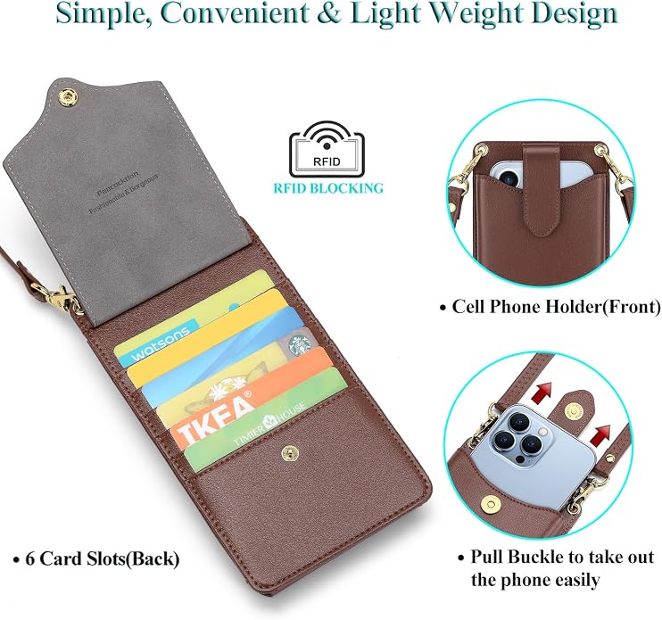 Peacocktion Small Crossbody Cell Phone Purse for Women, Lightweight Mini Small Crossbody Bags for Women with Card Slots