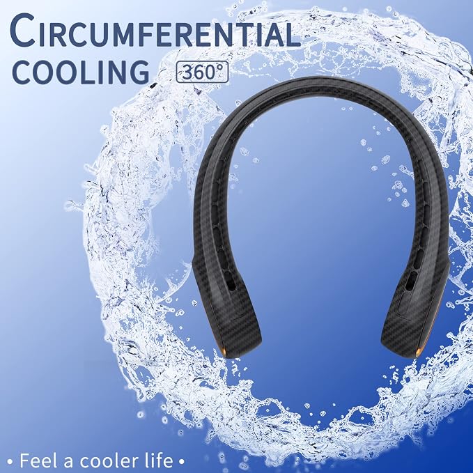 FrSara Neck Fan, Portable Personal Fan Strong Wind, 4000mAh, 360° Cooling | Air Volume, No Hair Twisting, Air Volume On 2 Sides, Non-Slip, Quick Charge, Long Use Time, Gift for Women, Men, Birthday