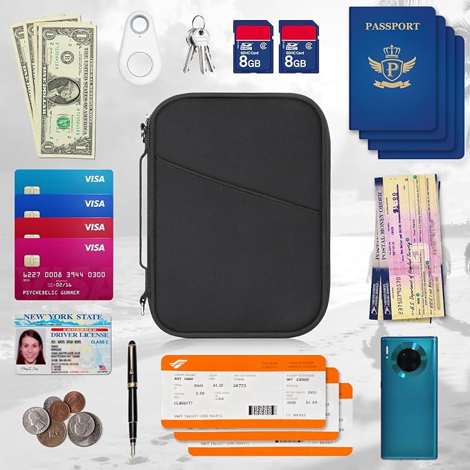 Family Passport Holder for Travel with RFID Blocking, Traveling Essentials Organizer Pouch Bag, Light Passport Wallet for Travel Must Haves Accessories for Women Men
