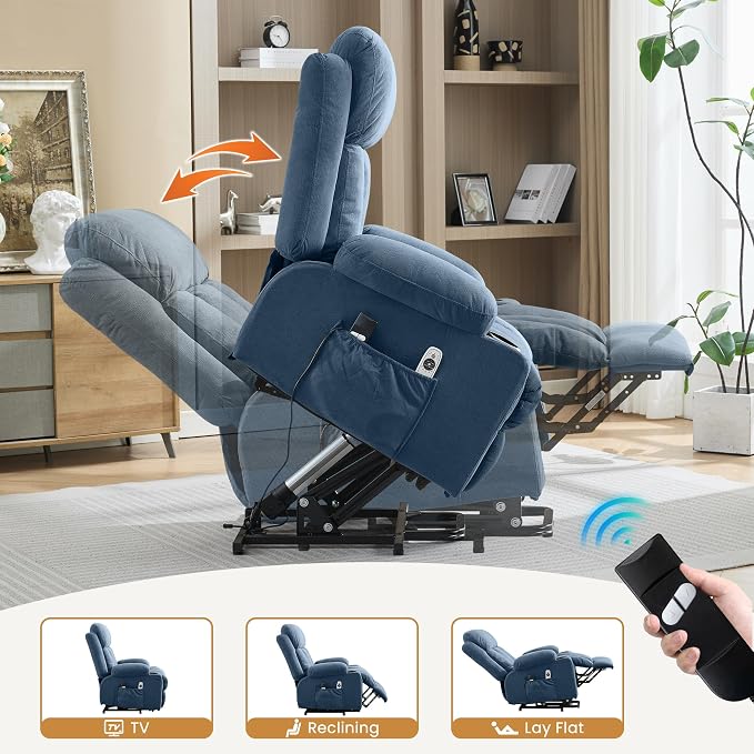 MAHOMICO Power Lift Recliner Chair for Elderly with Vibration Massage and Lumbar Heating Electric Oversized Single Sofa with Cup Holder and USB Charge Port for Living Room