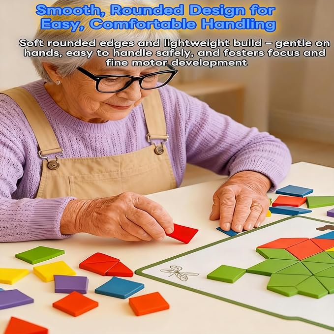 Dementia Activities for Seniors - 155 Pcs Large Size Wooden Memory Games for Seniors, Dementia Memory Care Gifts, 12 Double-Sided Pattern Cards & Storage Bag