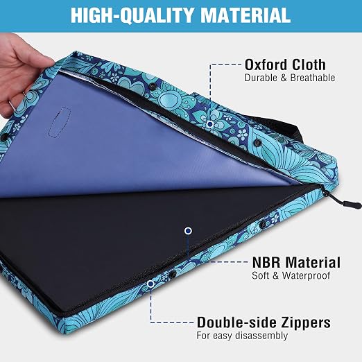 WORKPRO 17" Kneeling Pad with Removable Cover, Blue Floral Printing | Soft NBR Foam Cushioning, Large Size, For Gardening, Daily Chores, Workout Supplies