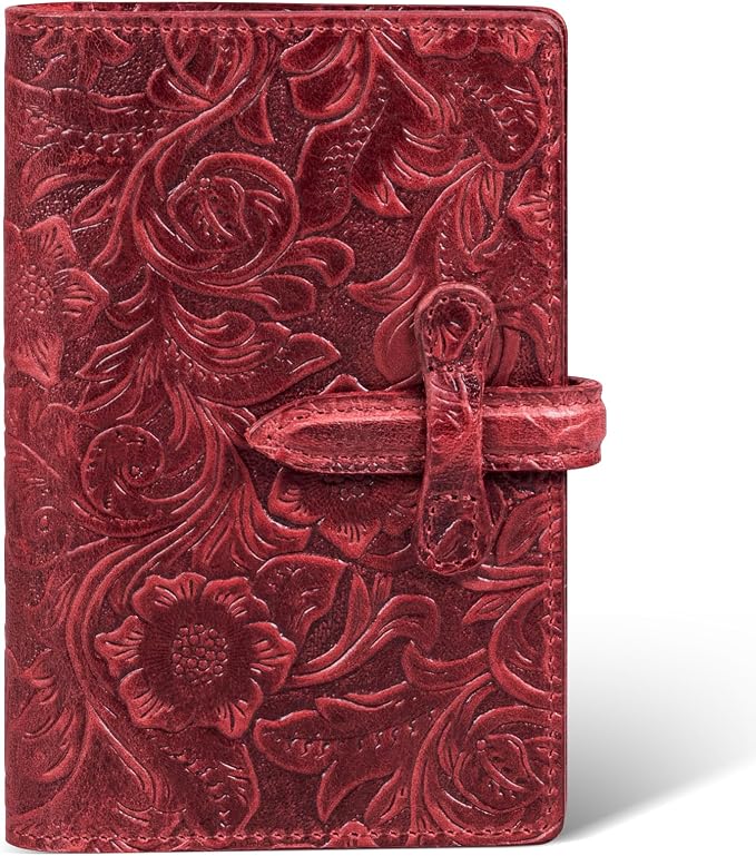 Genuine Leather Passport Holder Travel Bifold Wallet | For Men And Women Slim RFID Blocking Red